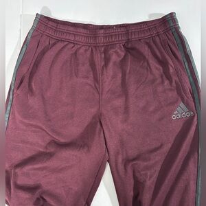 Adidas ClimaWarm Track Pants Maroon with Gray Stripes Size L